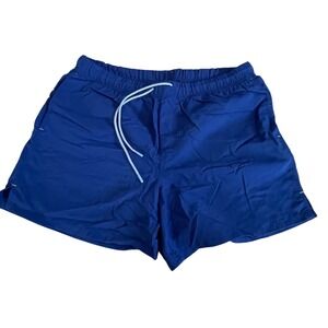 Duluth Trading Co Mens Blue Nylon Swim Trunks Shorts Large Drawstring Quick Dry